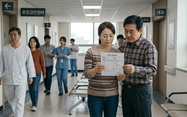 건강검진 결과지를 받아 들고 한참 서 있었습니다